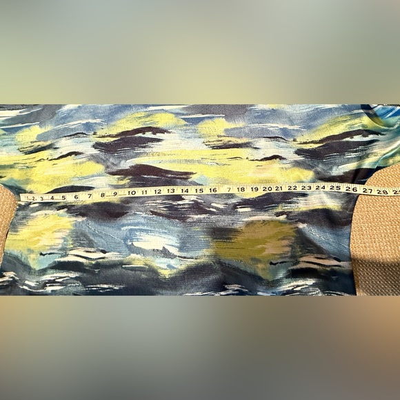 Chico’s Sz 2 Blue & Green Geographic Waterprint w/Dolman Sleeve,Coastal Grandma - Picture 6 of 7